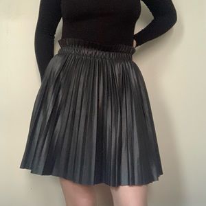 Faux Leather Pleated Mini Skirt